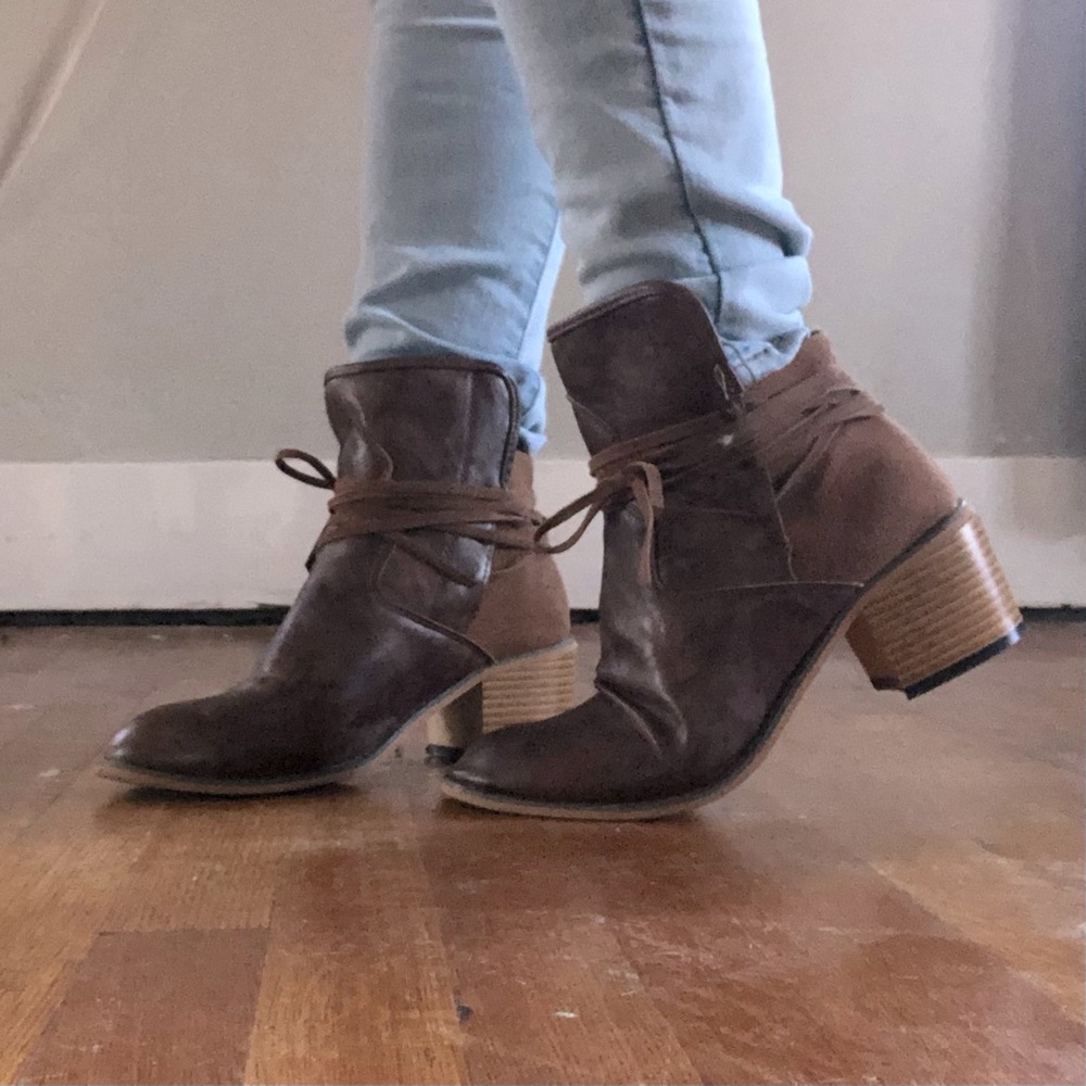Brown Leather Ankle Booties